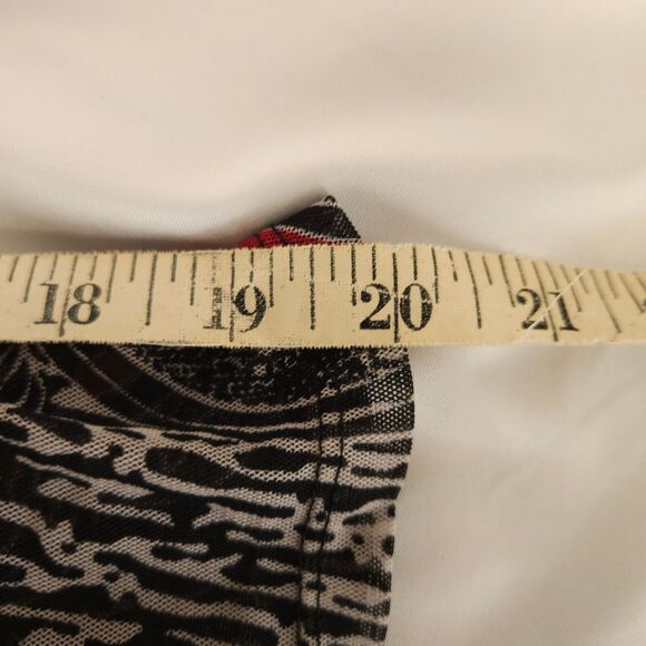 Chico's Easywear 3 Womens 16 Black Paisley Sheer Roll Tab Button Up Shirt Blouse - Picture 8 of 9